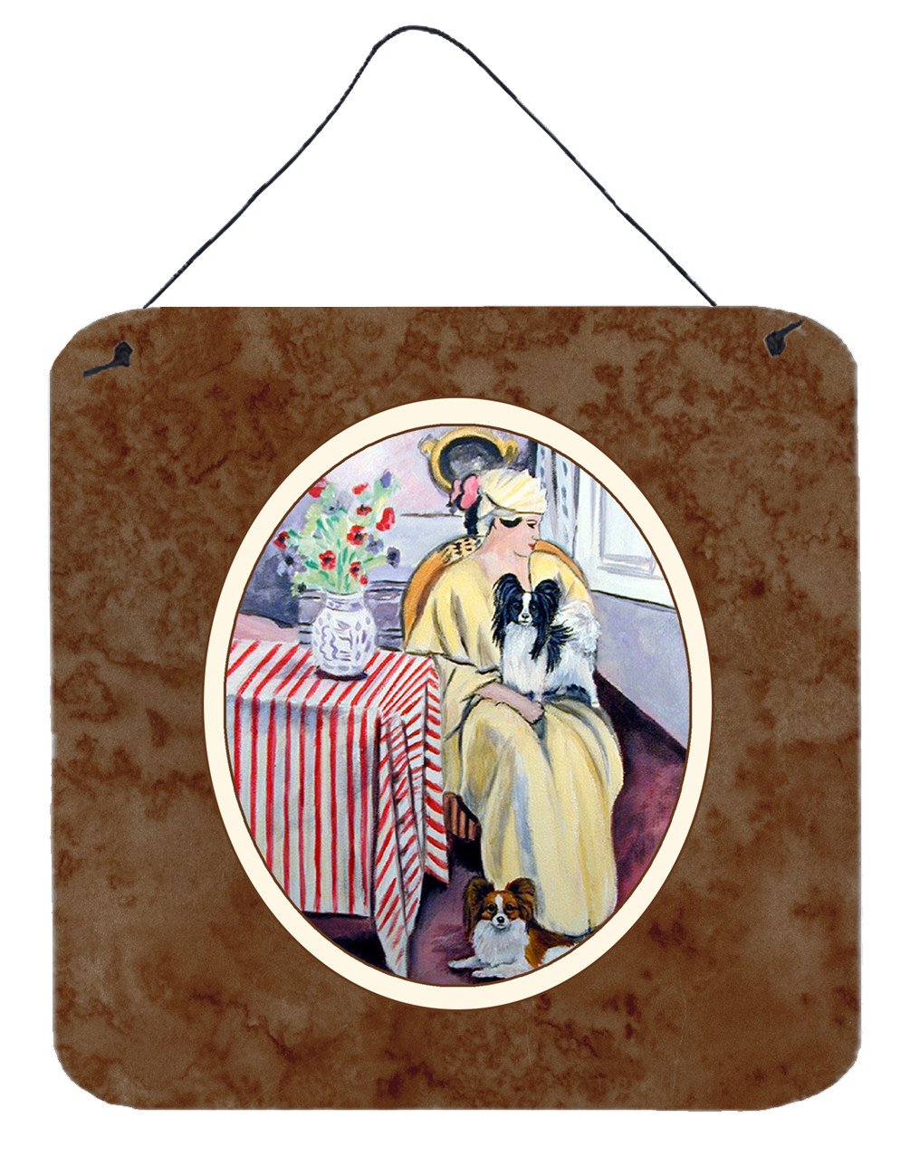 Lady with her Papillon Wall or Door Hanging Prints 7069DS66 by Caroline&#39;s Treasures