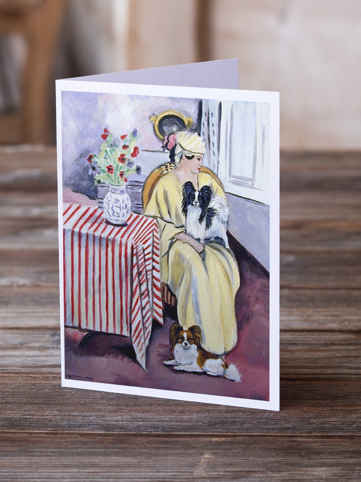 Lady with her Papillon  Greeting Cards and Envelopes Pack of 8 - the-store.com