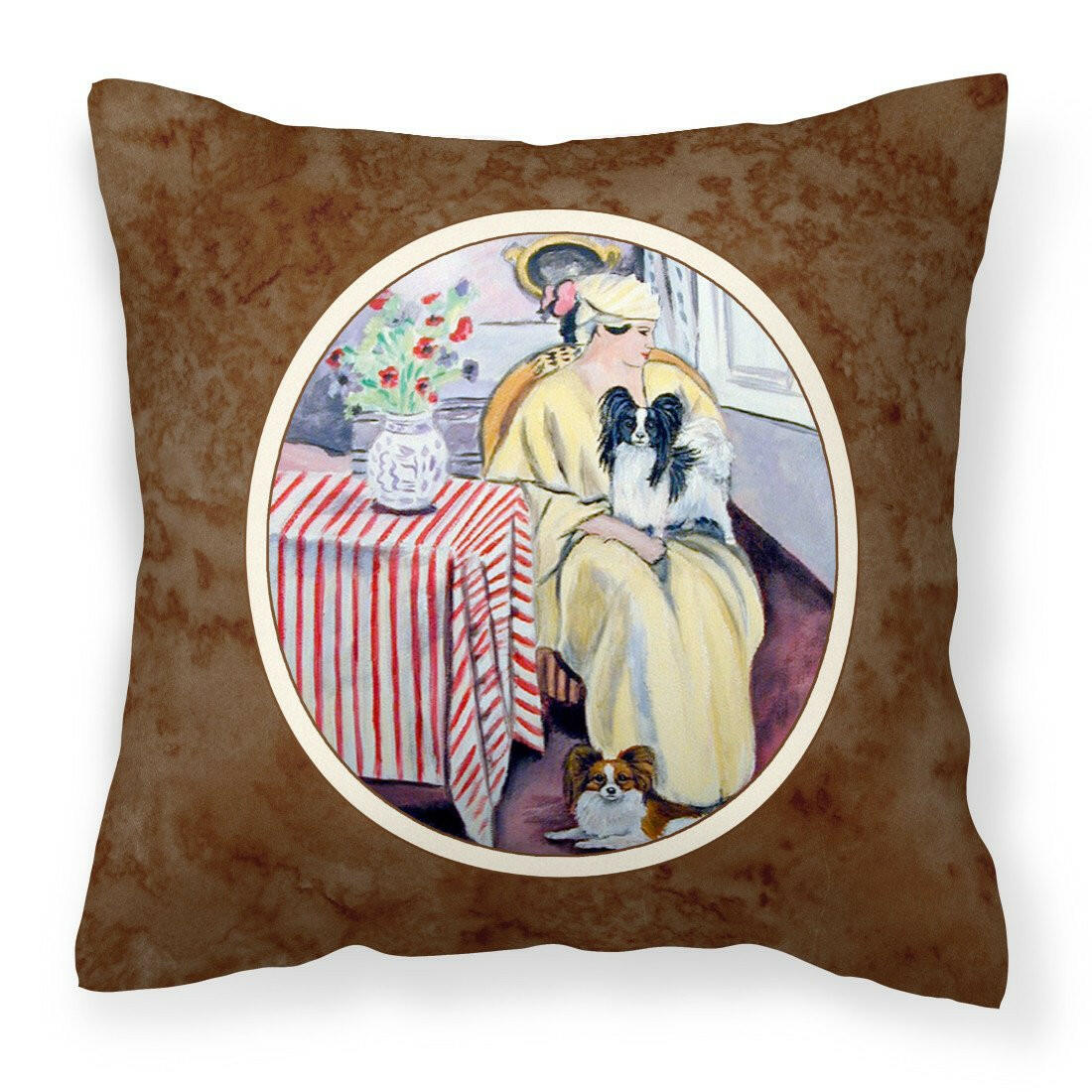Lady with her Papillon Fabric Decorative Pillow 7069PW1414 - the-store.com