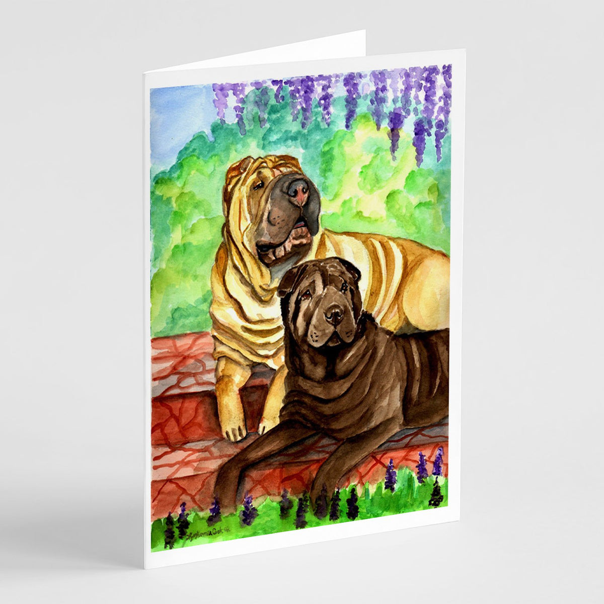 Buy this Shar Pei Fawn and Chocolate Greeting Cards and Envelopes Pack of 8