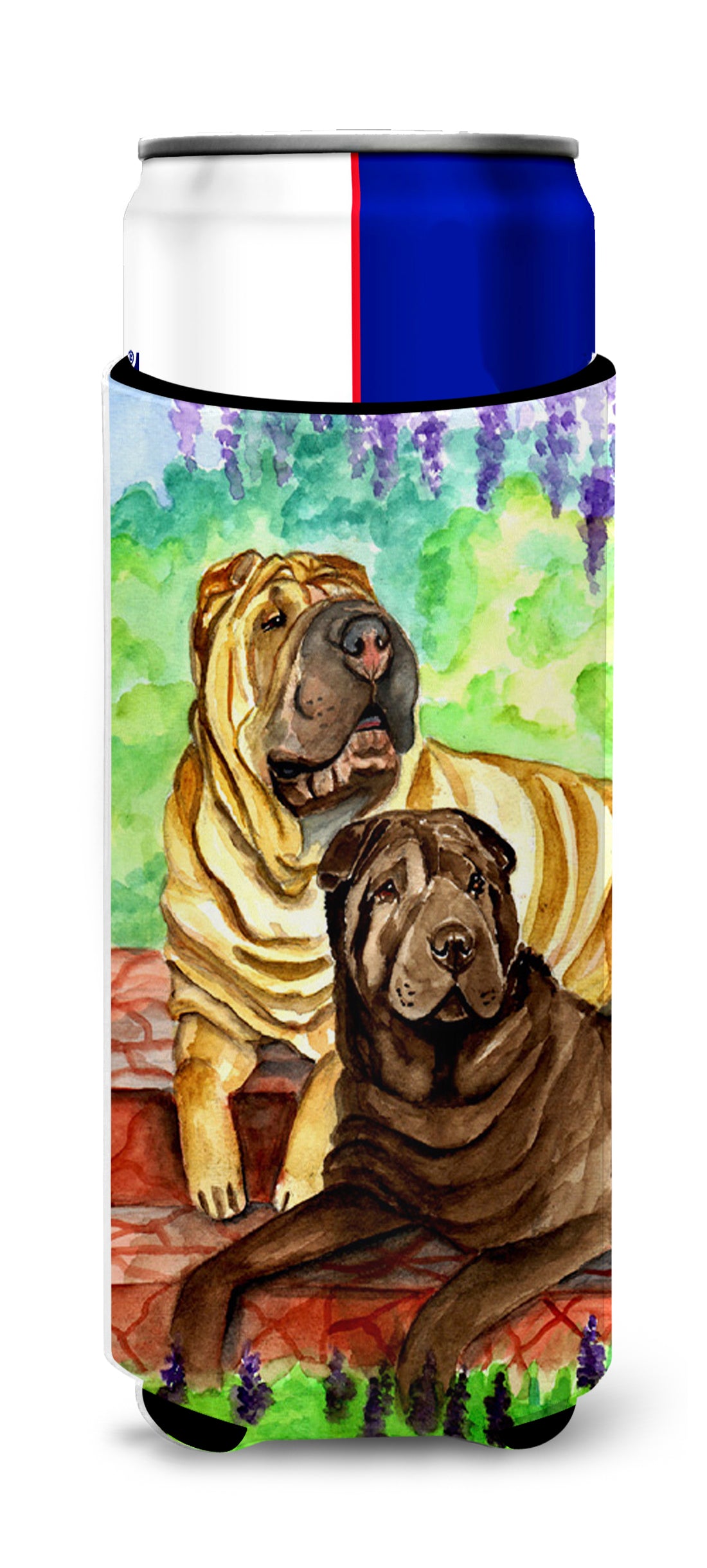 Shar Pei Fawn and Chocolate Ultra Beverage Insulators for slim cans 7070MUK