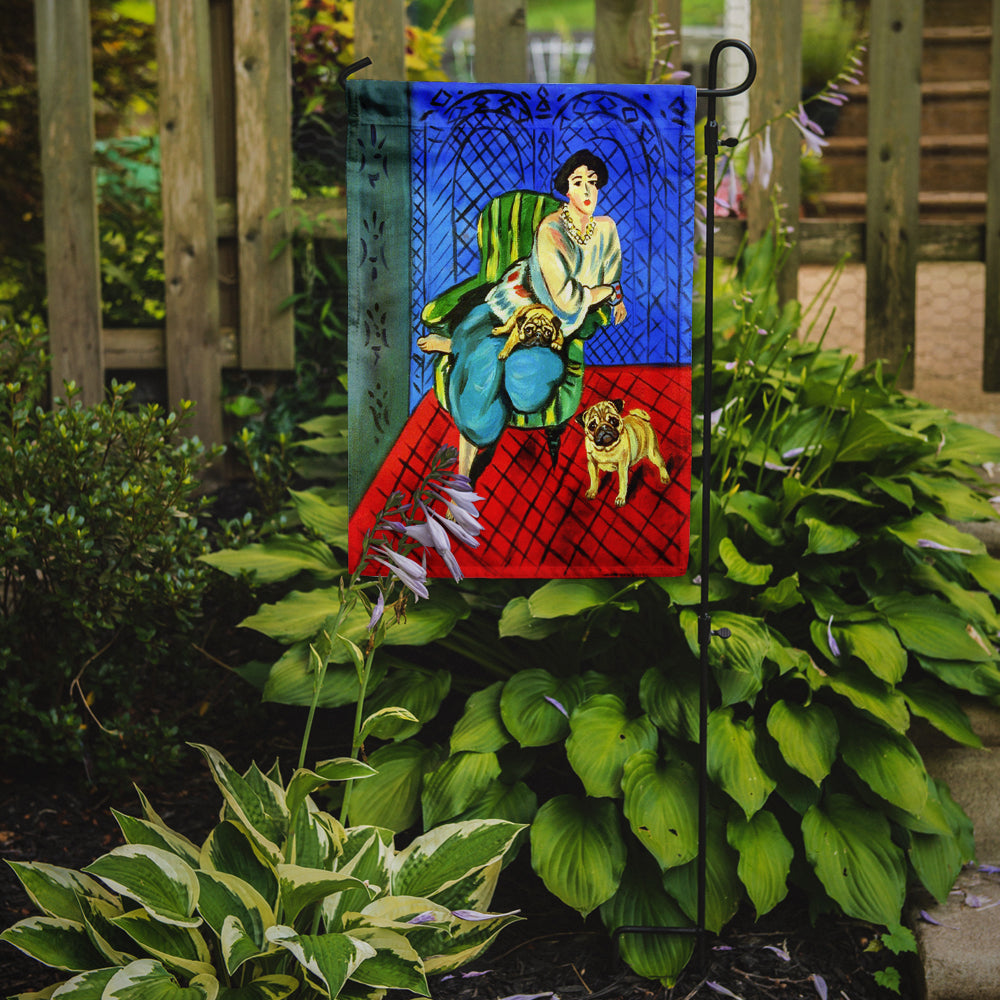 Lady with her  Pug Flag Garden Size