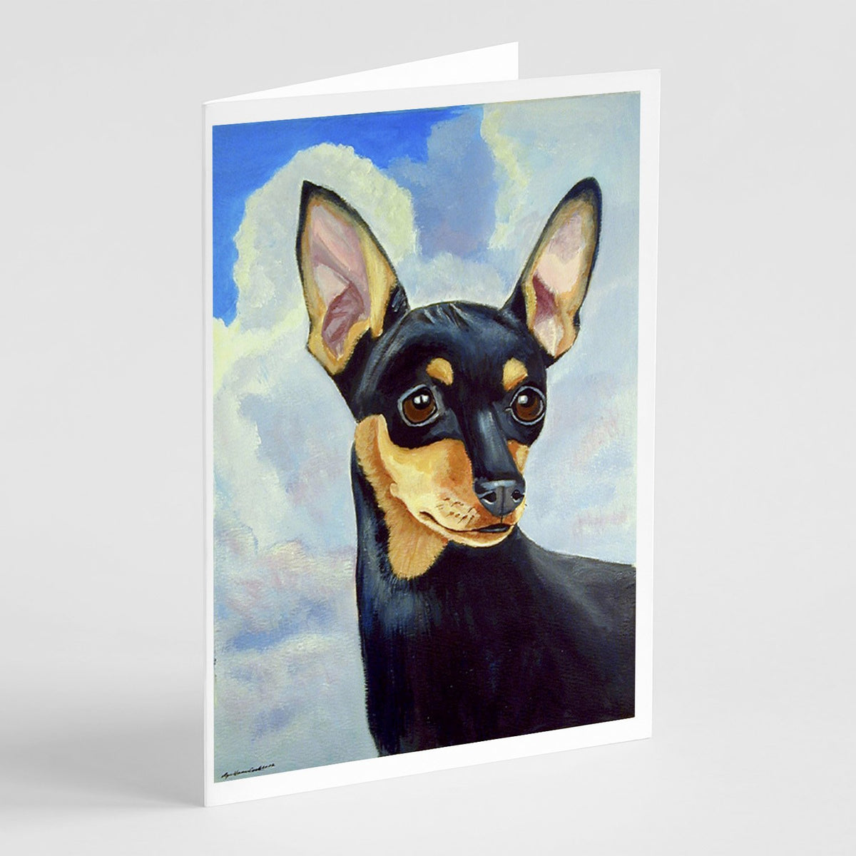 Buy this Min Pin Black and Tan  Greeting Cards and Envelopes Pack of 8