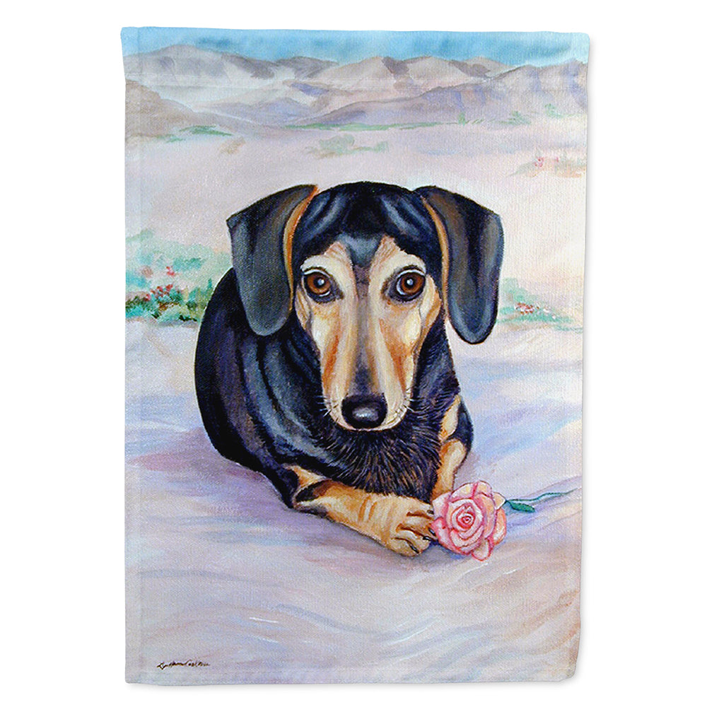 Black and Cream Dachshund Flag Canvas House Size  the-store.com.