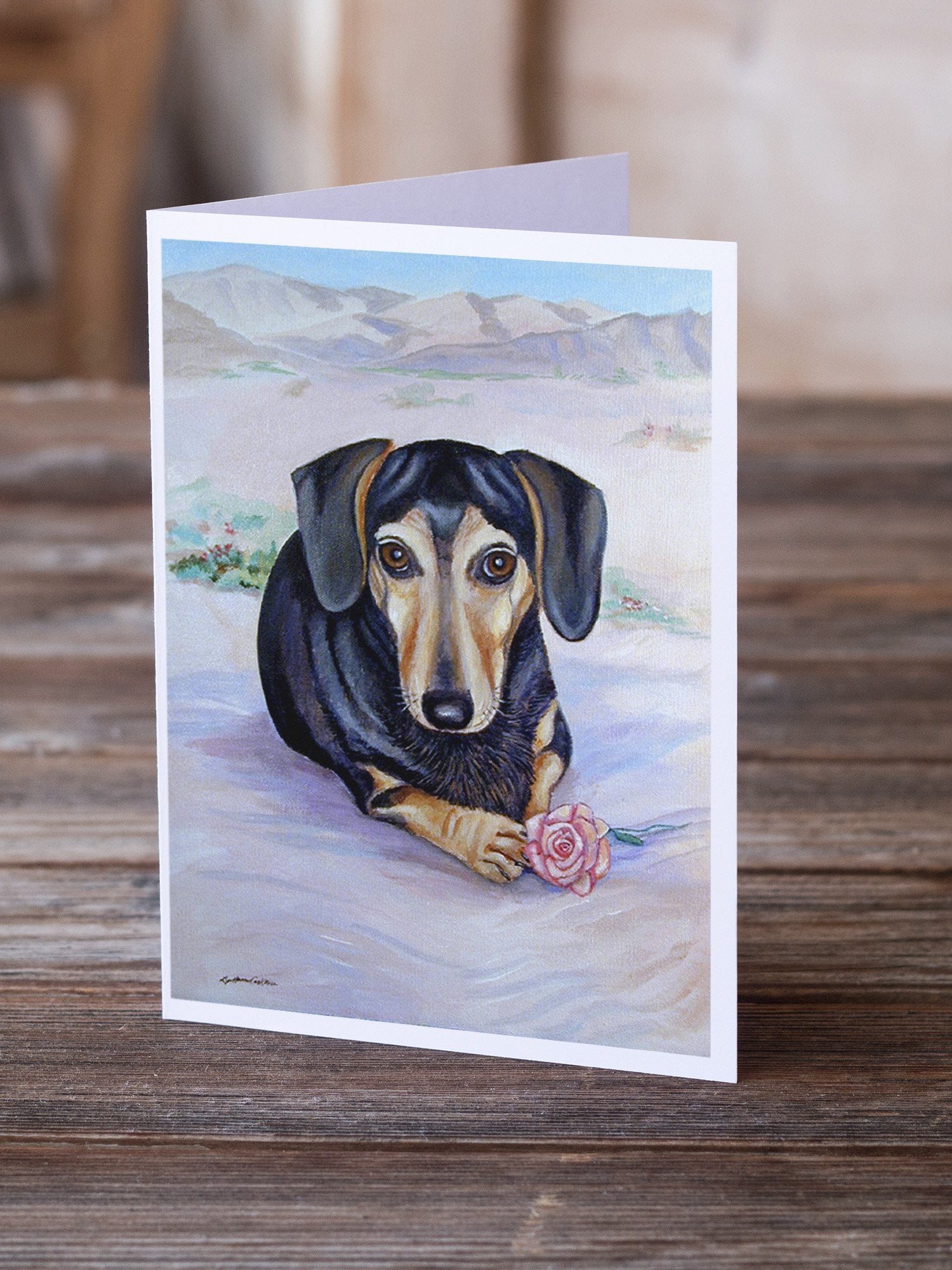 Black and Cream Dachshund  Greeting Cards and Envelopes Pack of 8 - the-store.com