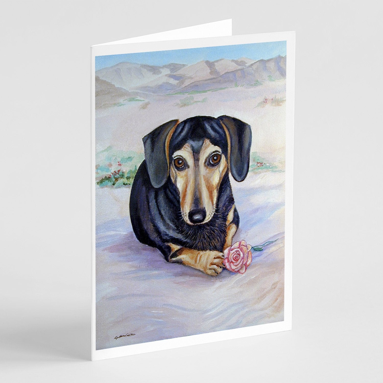 Buy this Black and Cream Dachshund  Greeting Cards and Envelopes Pack of 8