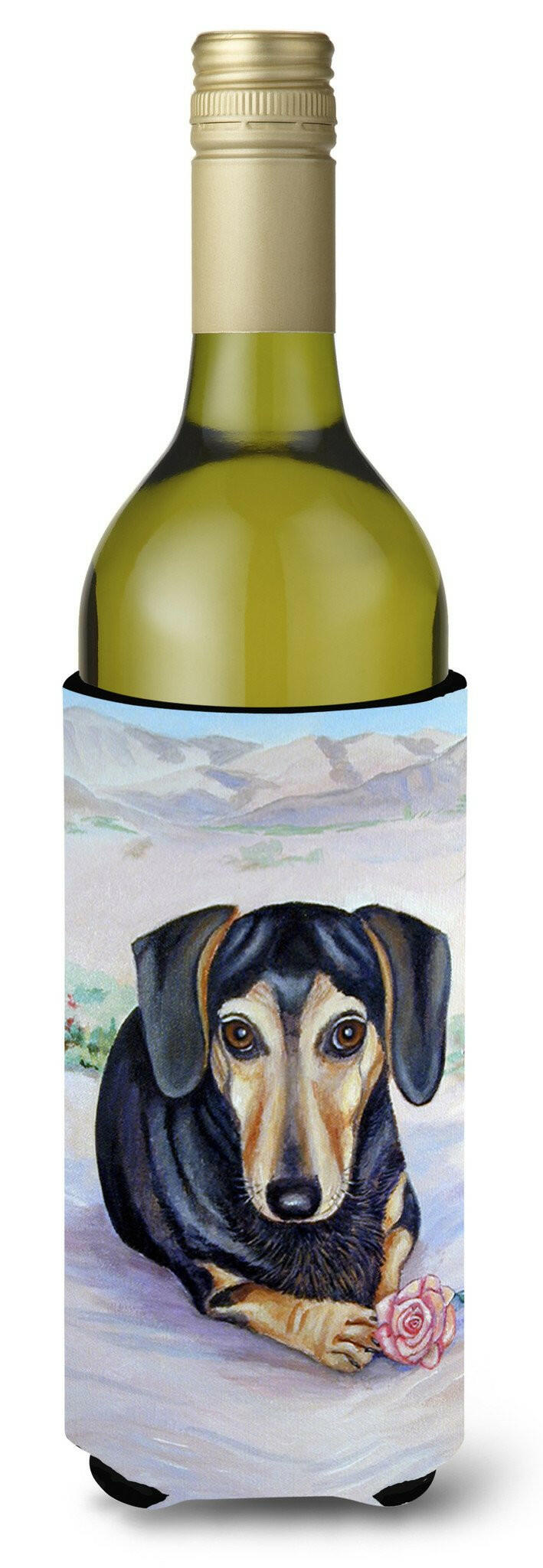 Black and Cream Dachshund Wine Bottle Beverage Insulator Beverage Insulator Hugger by Caroline&#39;s Treasures