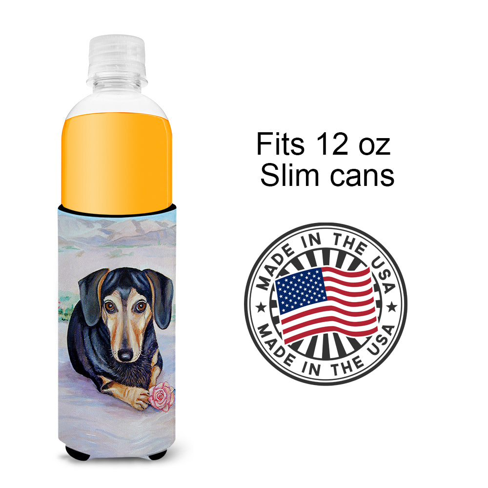 Black and Cream Dachshund Ultra Beverage Insulators for slim cans 7076MUK.