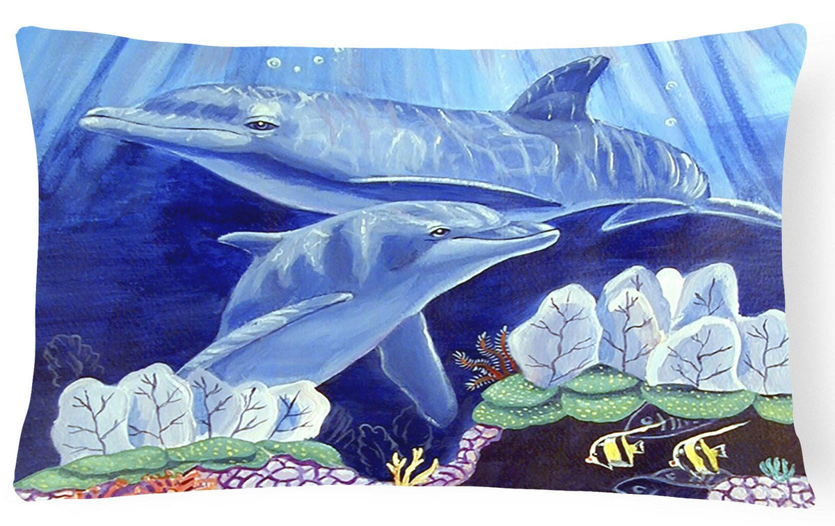 Dolphin under the sea Decorative   Canvas Fabric Pillow by Caroline&#39;s Treasures