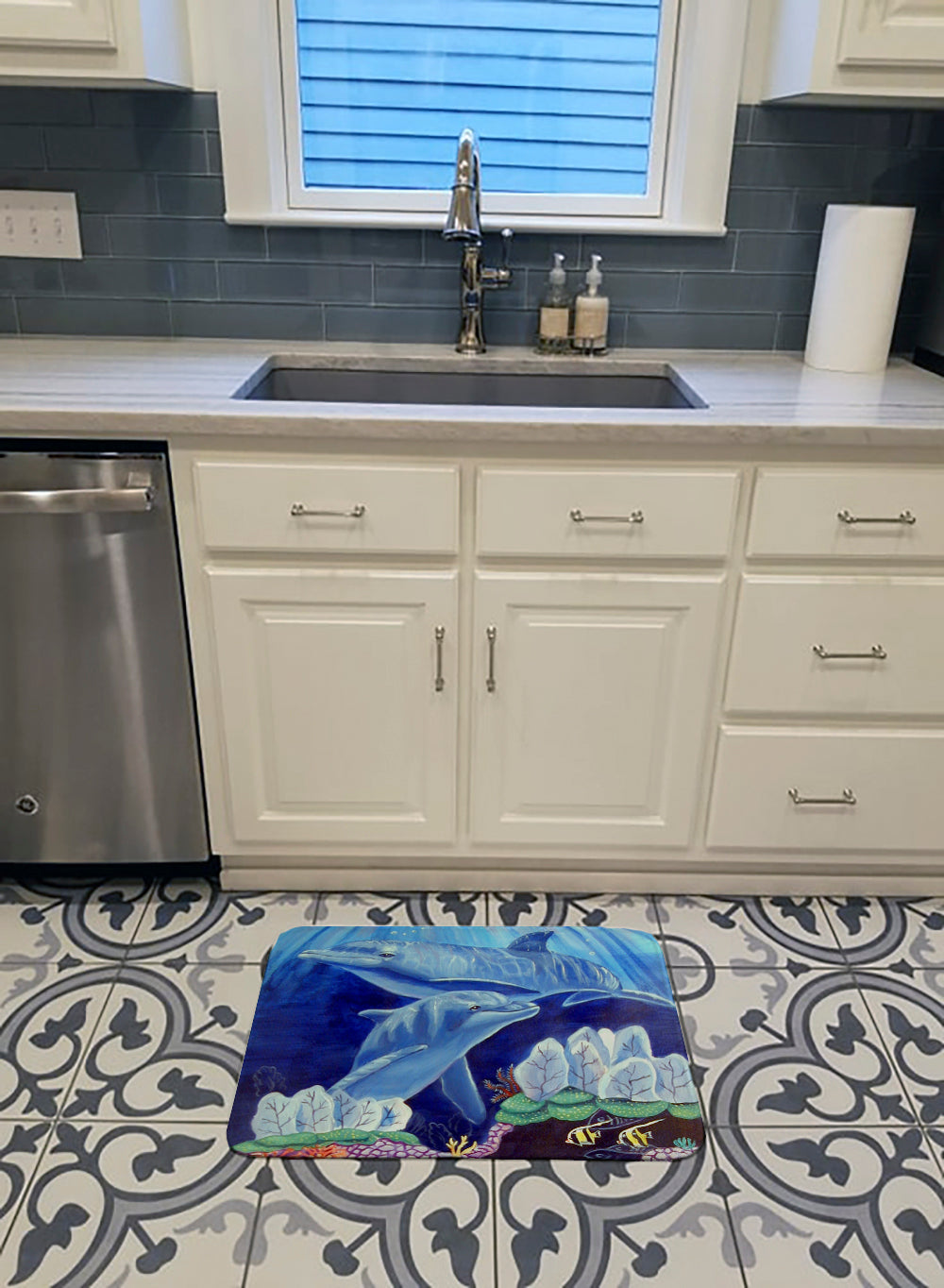 Dolphin under the sea Machine Washable Memory Foam Mat 7080RUG - the-store.com