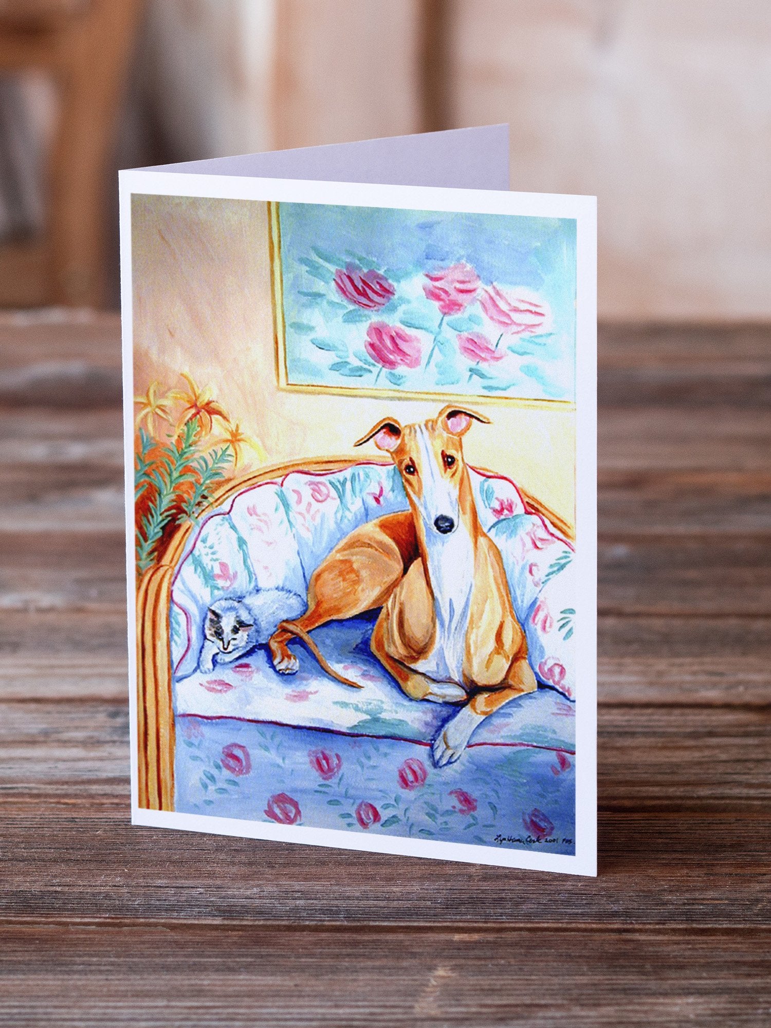 Buy this Whippet Waiting on you Greeting Cards and Envelopes Pack of 8