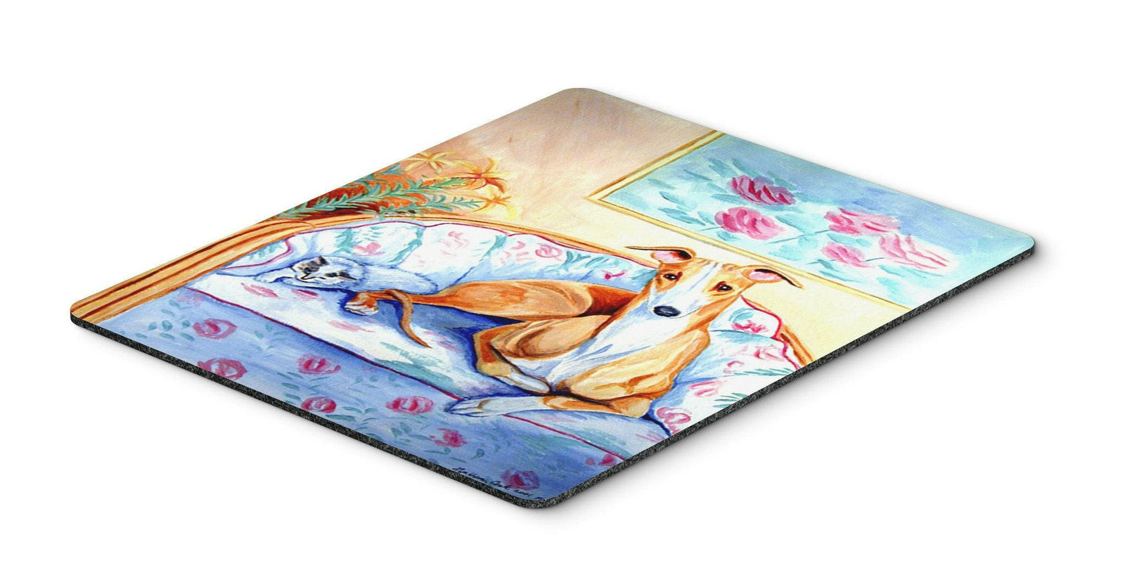 Whippet waiting on Mom Mouse Pad, Hot Pad or Trivet by Caroline's Treasures