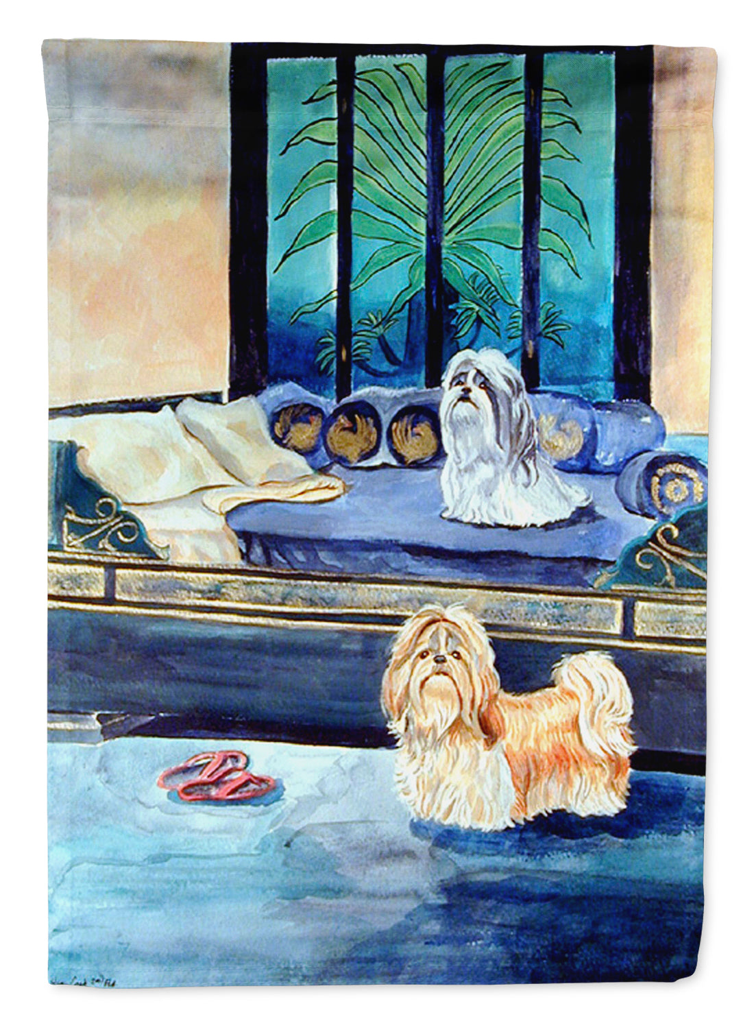 Shih Tzu Tan and Silver Flag Canvas House Size