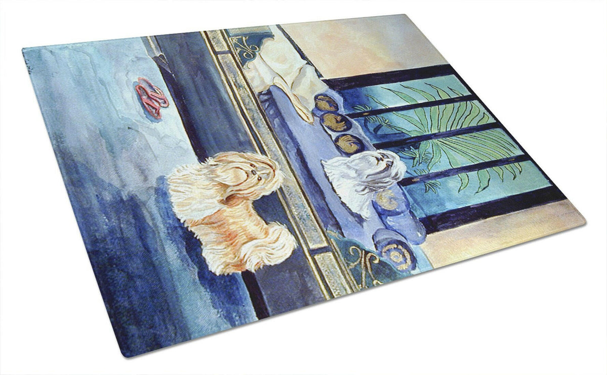 Shih Tzu Tan and Silver Glass Cutting Board Large by Caroline&#39;s Treasures