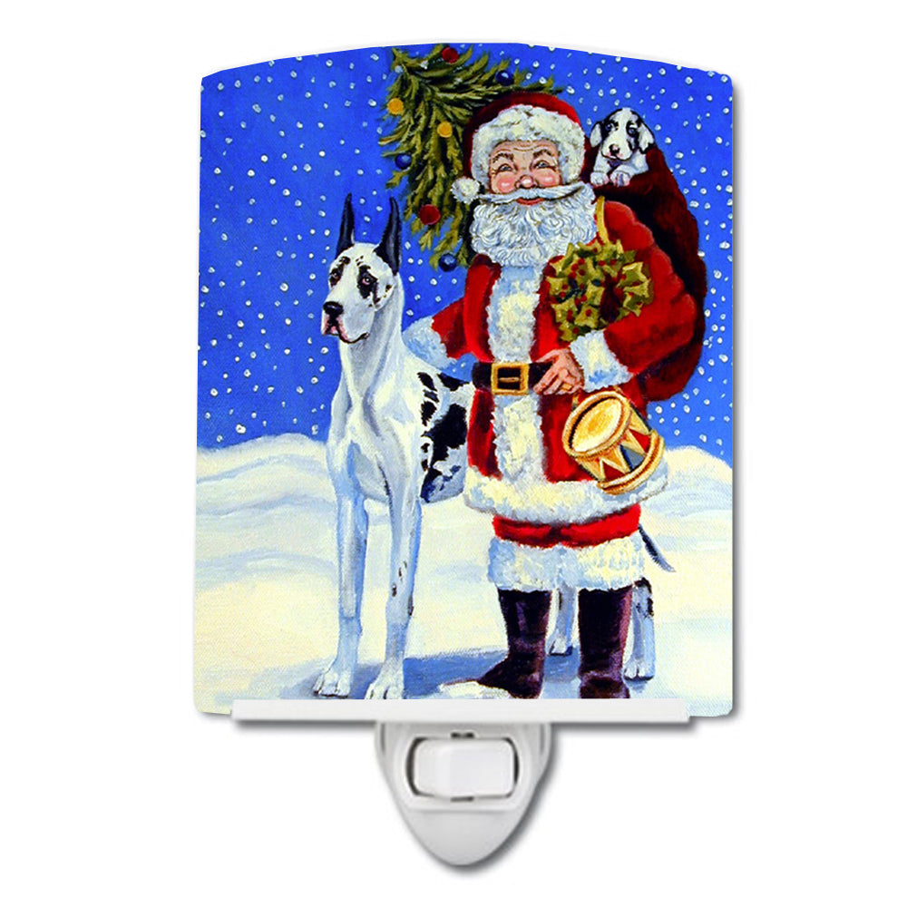 Harlequin Great Dane with Santa Claus Ceramic Night Light 7083CNL - the-store.com