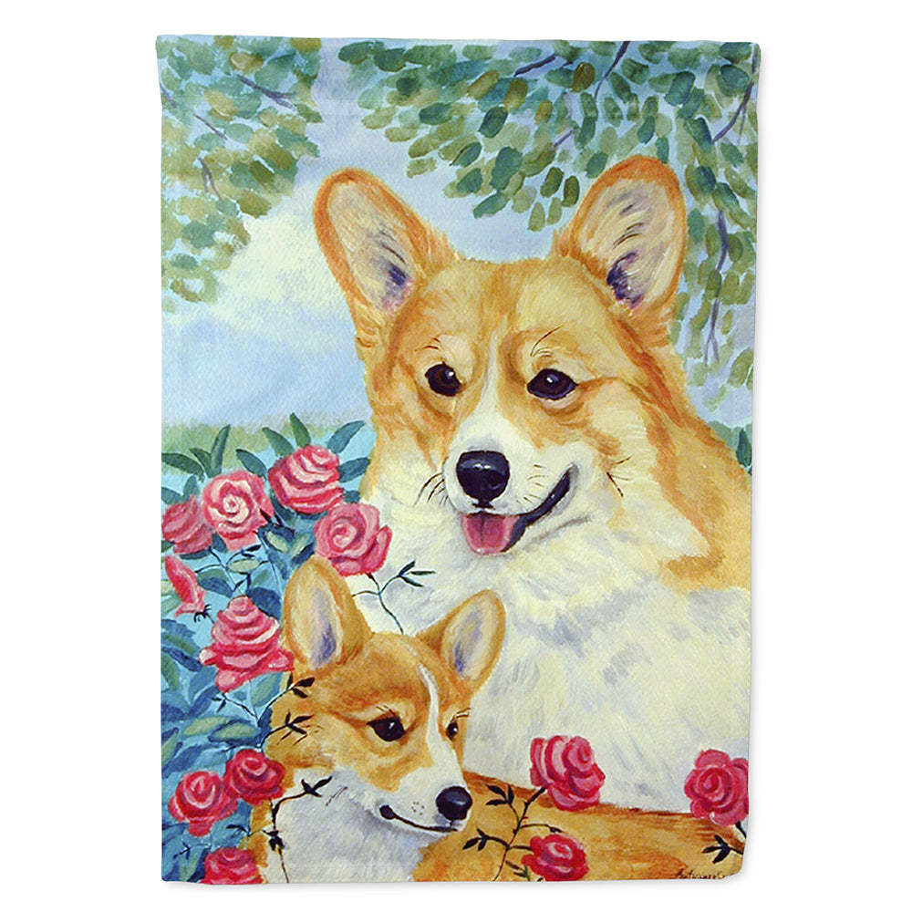 Corgi Momma&#39;s Love and Roses Flag Canvas House Size  the-store.com.