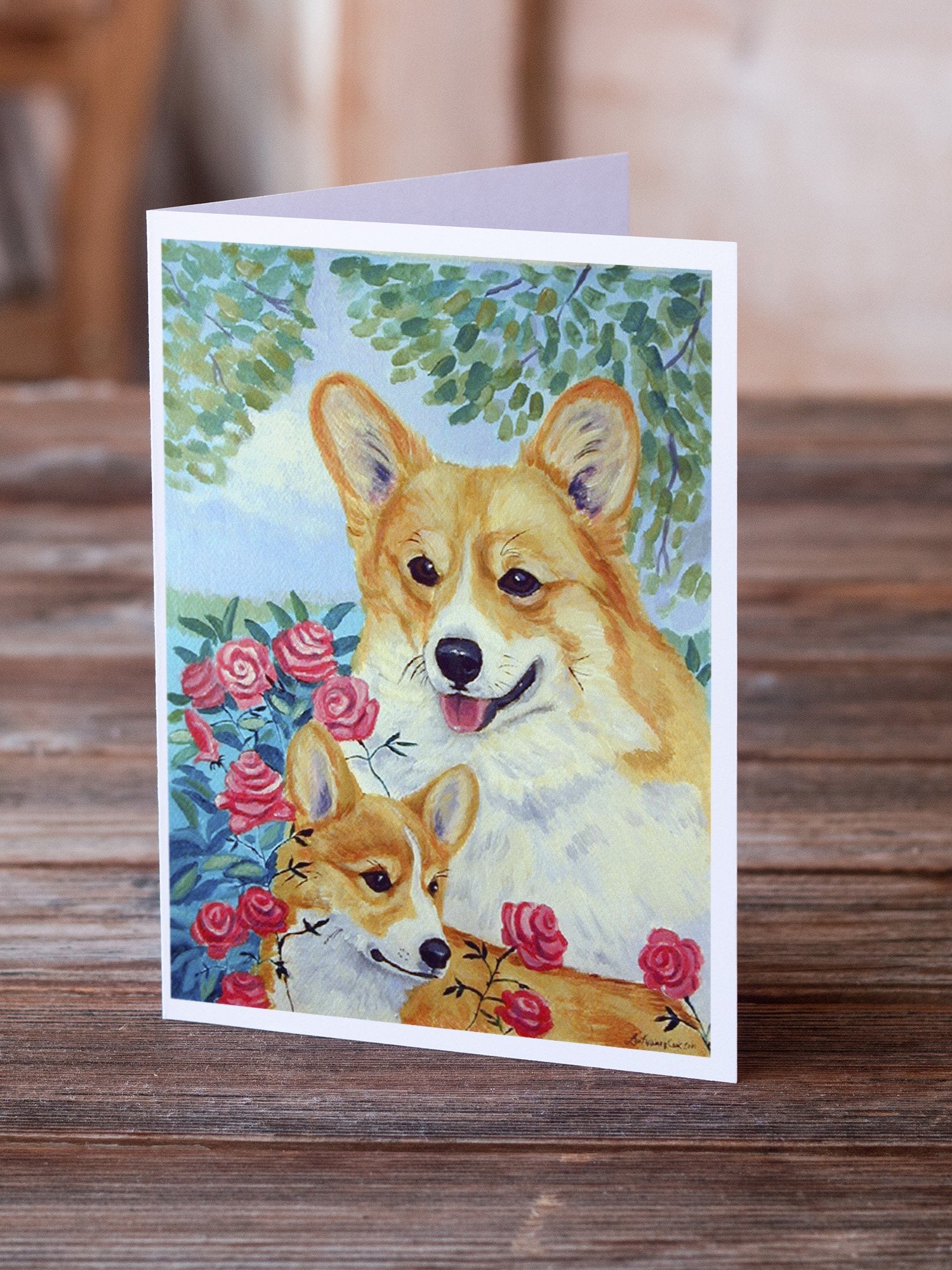Corgi Momma loves Roses  Greeting Cards and Envelopes Pack of 8 - the-store.com