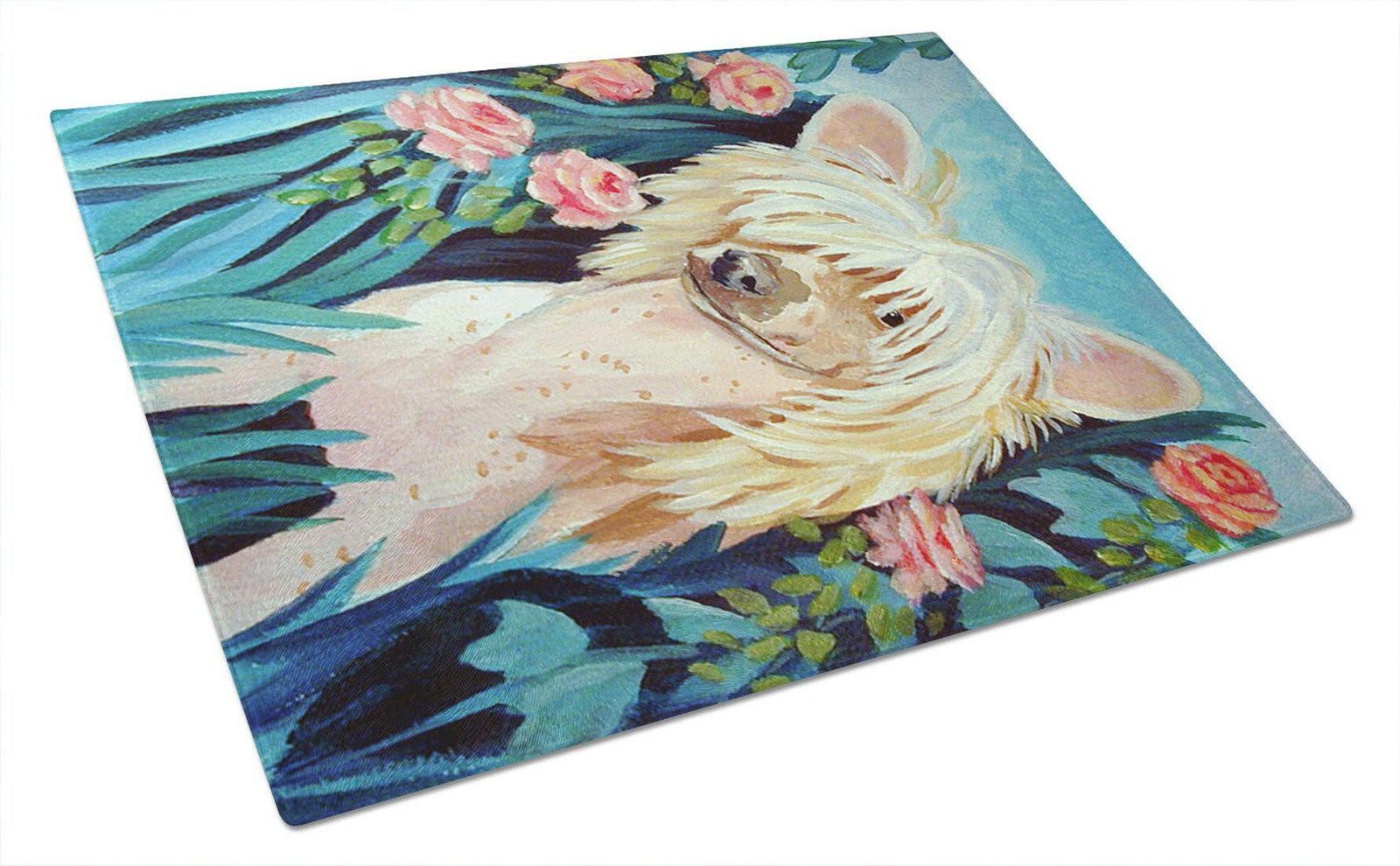 Chinese Crested  Glass Cutting Board Large by Caroline's Treasures