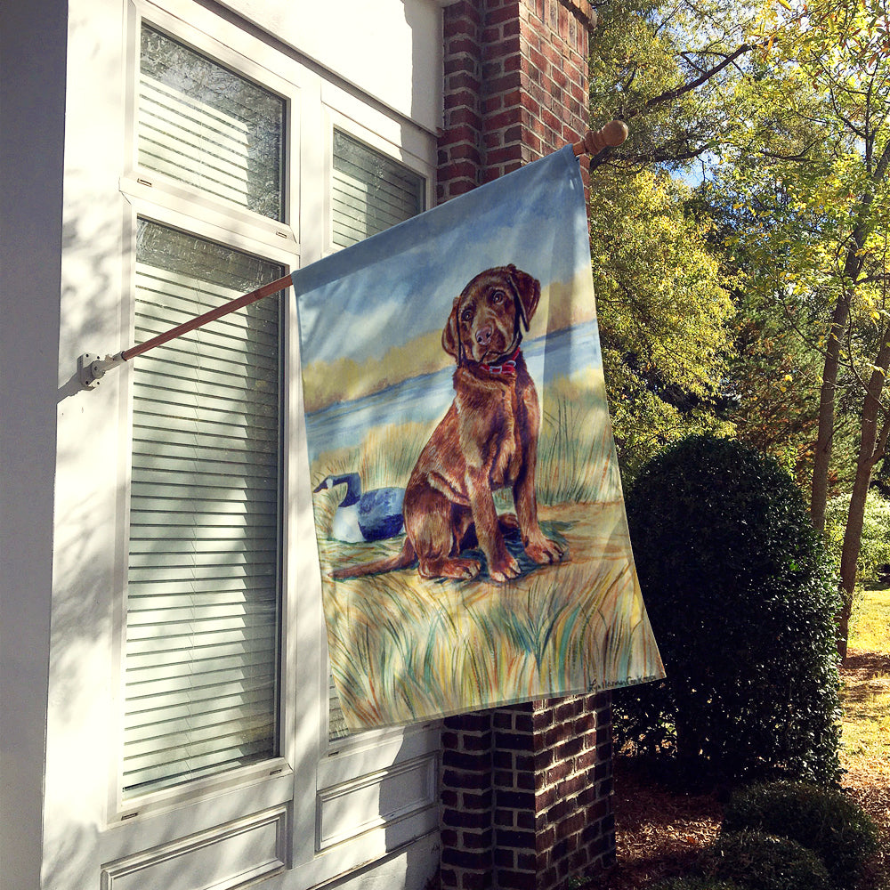 Chocolate Labrador Puppy Flag Canvas House Size