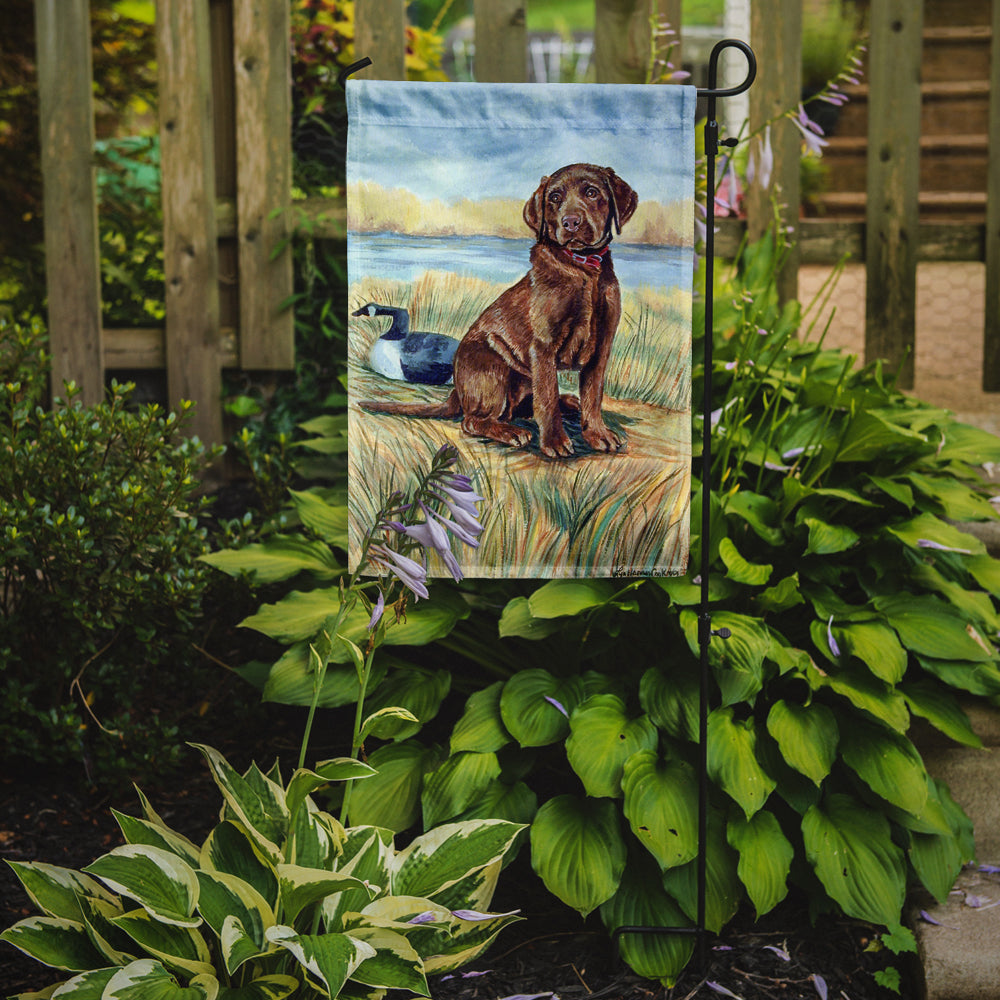 Chocolate Labrador Puppy Flag Garden Size.