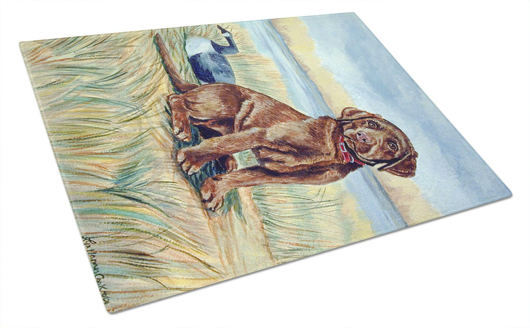 Chocolate Labrador Puppy Glass Cutting Board Large by Caroline's Treasures