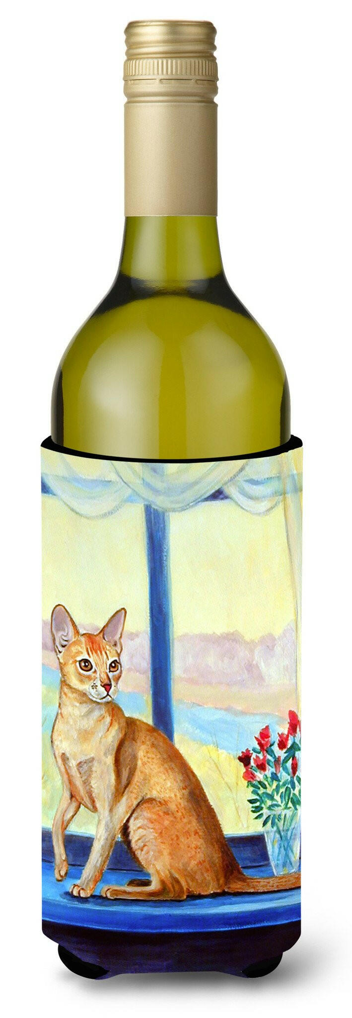 Cat Wine Bottle Beverage Insulator Beverage Insulator Hugger 7091LITERK by Caroline's Treasures