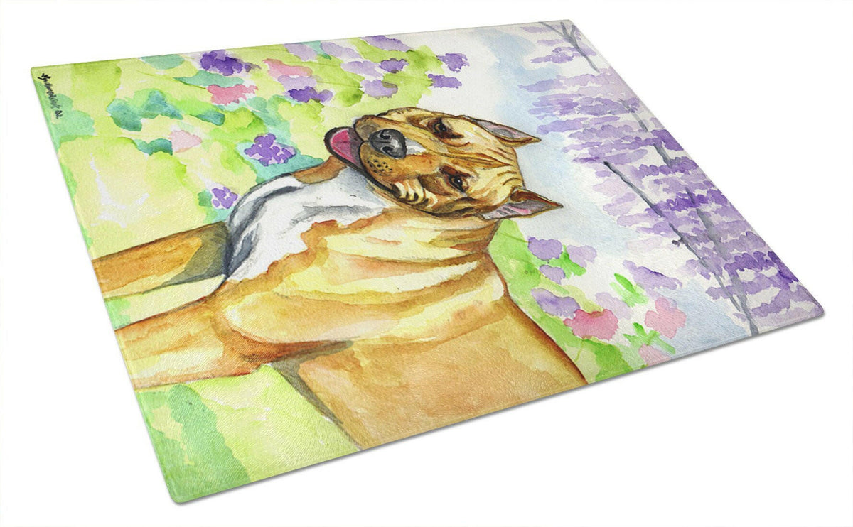 Pit Bull Glass Cutting Board Large by Caroline&#39;s Treasures