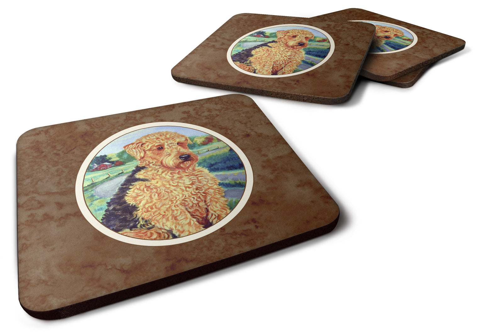 Airedale Terrier Foam Coaster Set of 4 7096FC - the-store.com
