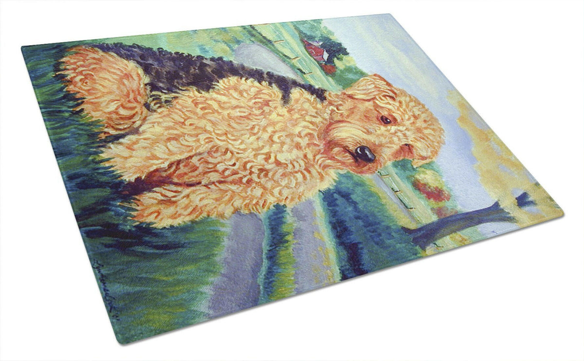 AiredaleTerrier Glass Cutting Board Large by Caroline&#39;s Treasures