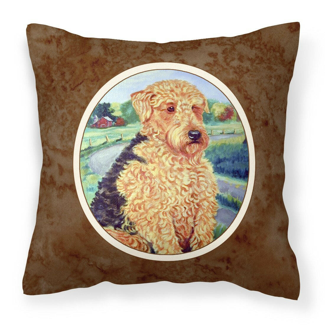 Airedale Terrier Fabric Decorative Pillow 7096PW1414 - the-store.com