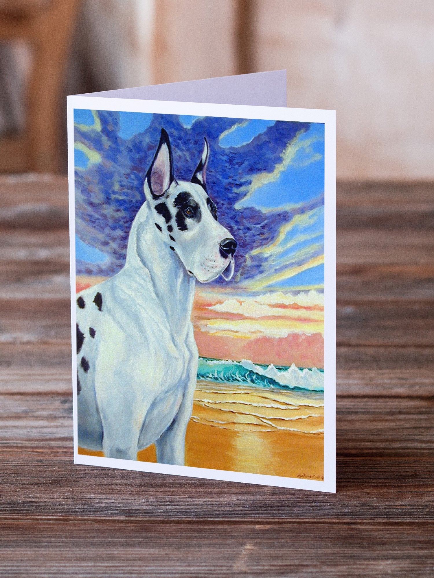 Harelquin Great Dane  Greeting Cards and Envelopes Pack of 8 - the-store.com