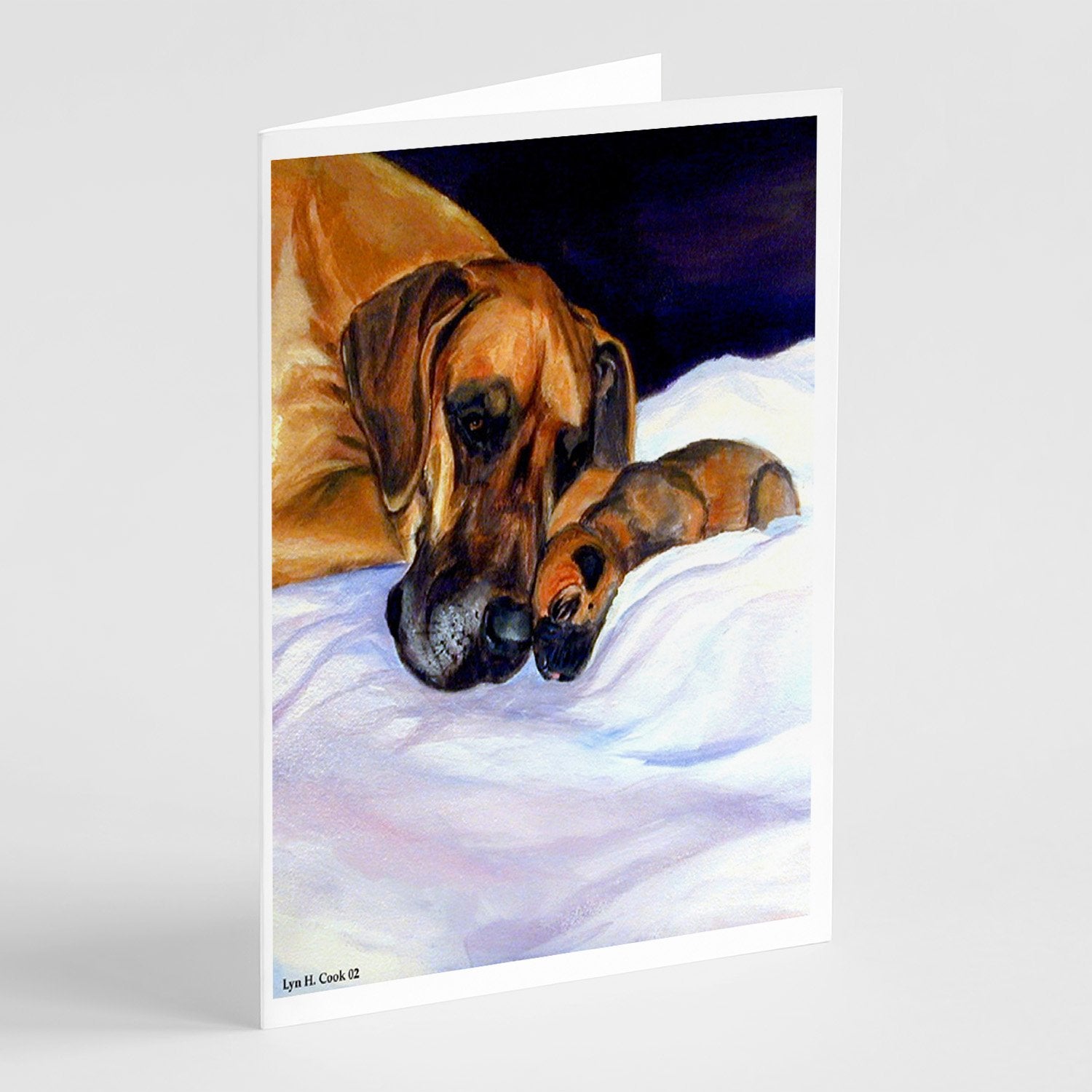 Buy this Natural Eared Fawn Great Dane Momma and Puppy  Greeting Cards and Envelopes Pack of 8