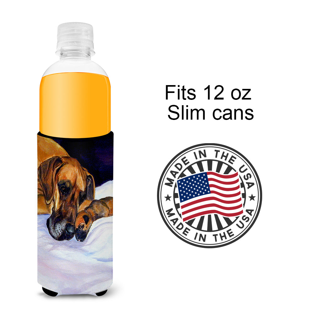 Natural Eared Fawn Great Dane Momma and Puppy Ultra Beverage Insulators for slim cans 7099MUK.