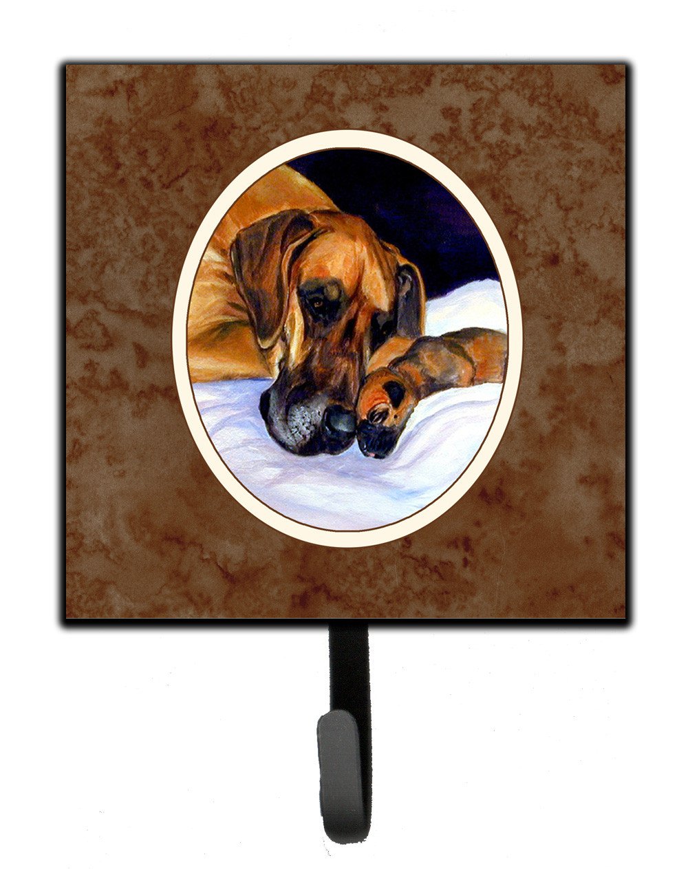 Natural Eared Fawn Great Dane Momma and Puppy Leash or Key Holder 7099SH4 by Caroline&#39;s Treasures