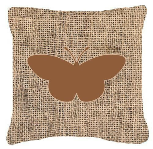 Butterfly Burlap and Brown   Canvas Fabric Decorative Pillow BB1044 - the-store.com