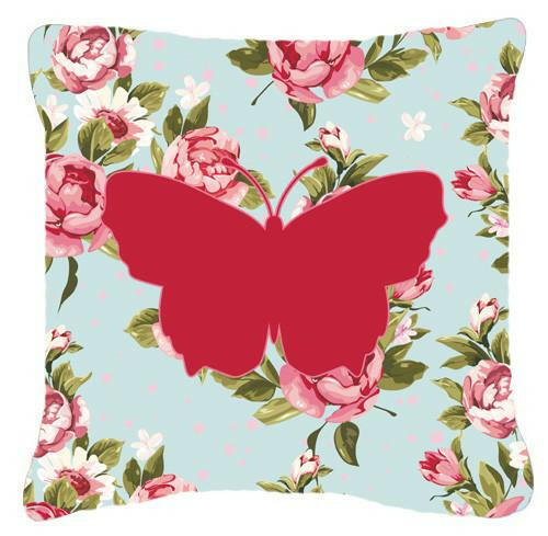 Butterfly Shabby Chic Blue Roses   Canvas Fabric Decorative Pillow BB1045 - the-store.com