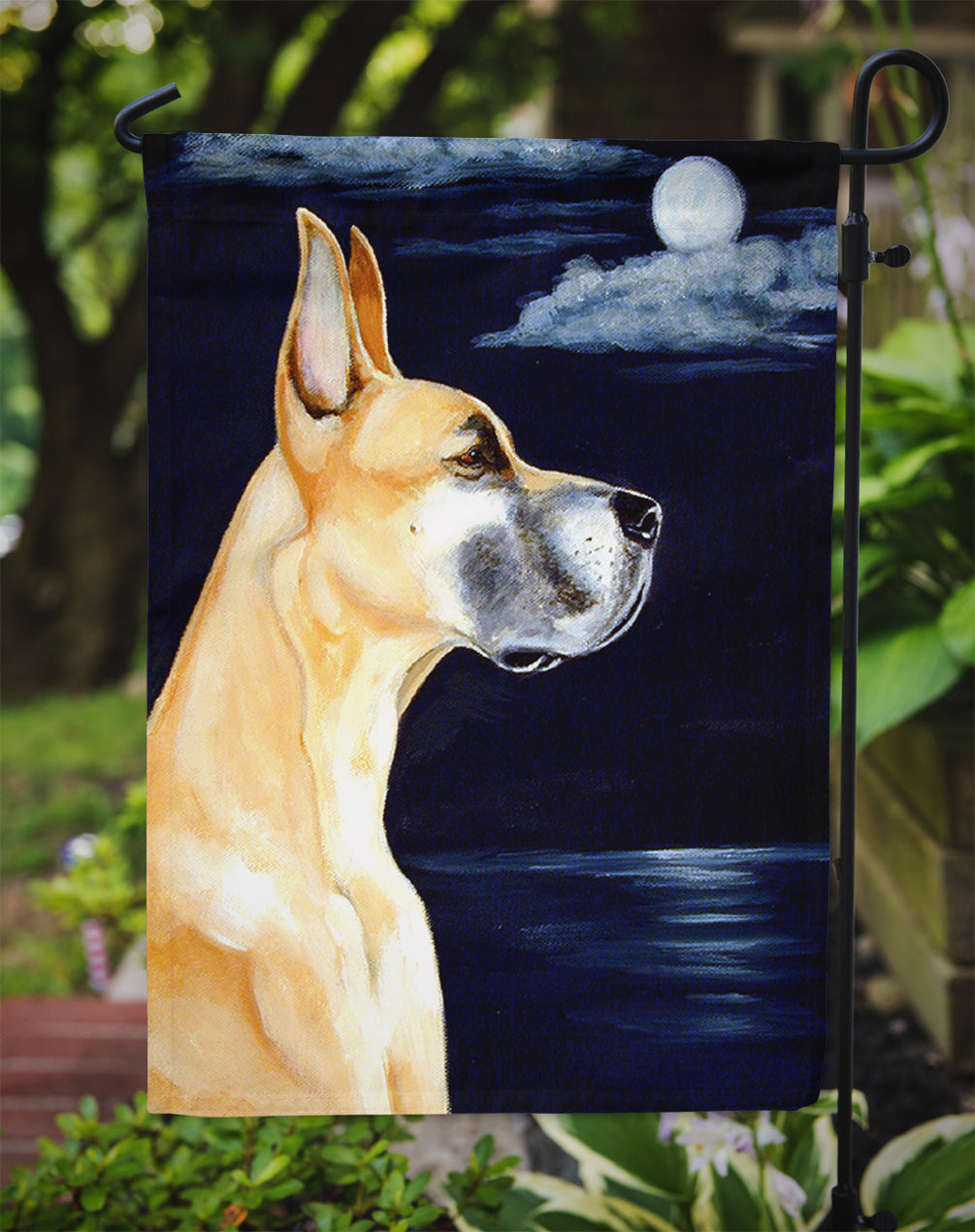 Fawn Great Dane in the Moonlight Flag Garden Size