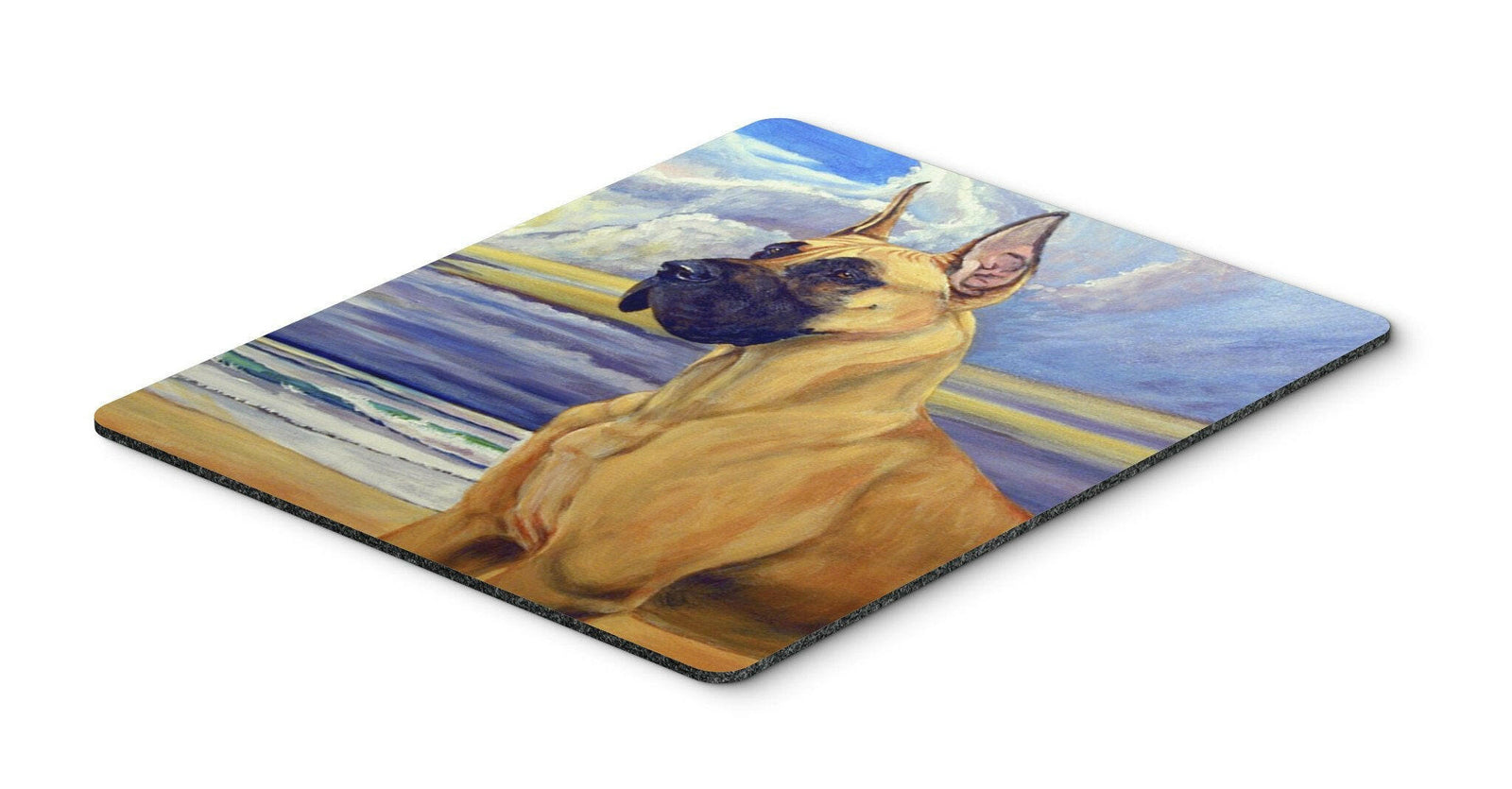 Fawn Great Dane at the beach Mouse Pad, Hot Pad or Trivet by Caroline's Treasures