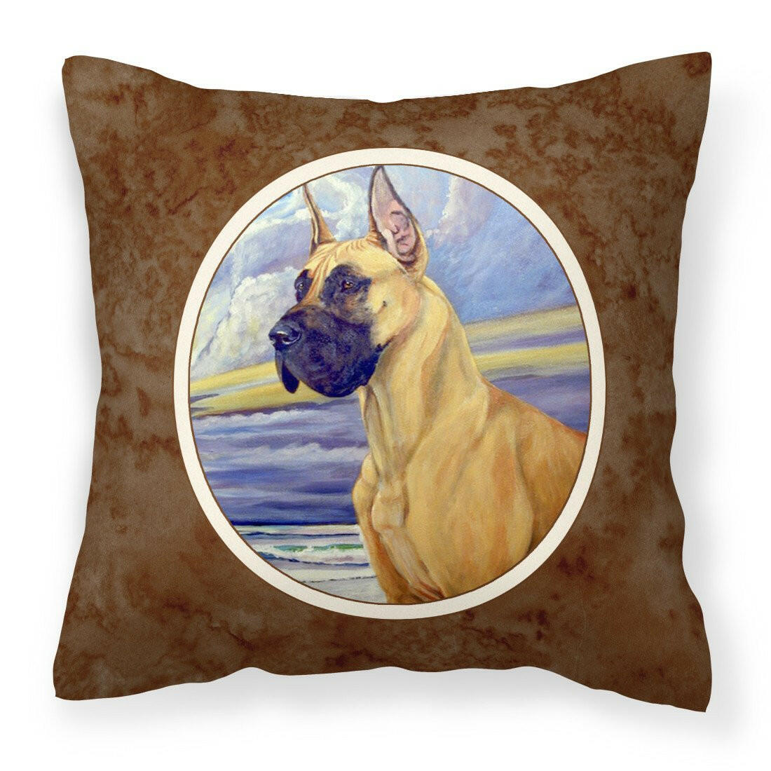 Fawn Great Dane at the beach Fabric Decorative Pillow 7101PW1414 - the-store.com