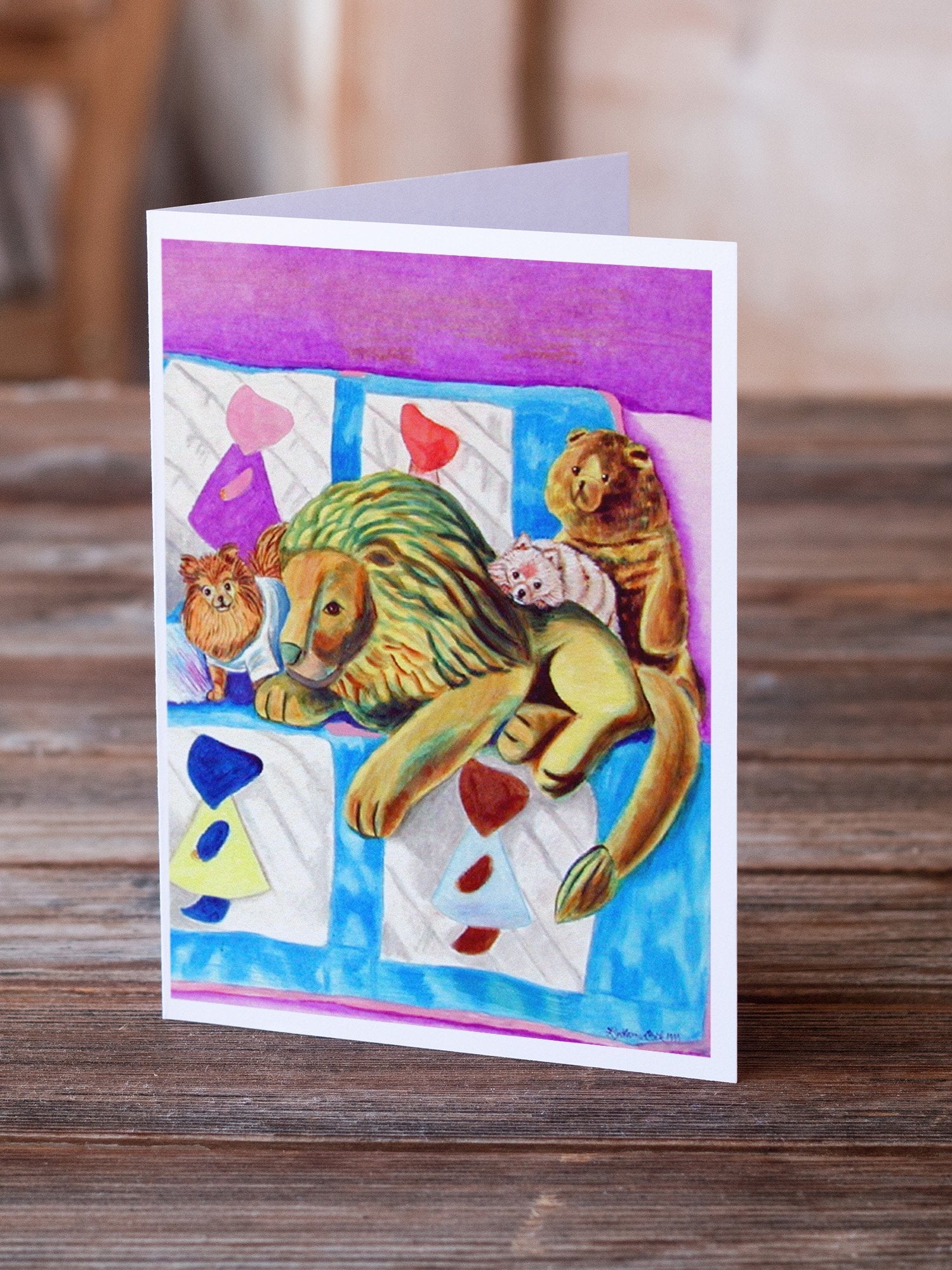 Buy this Pomeranian on the Couch with Toy Tiger Greeting Cards and Envelopes Pack of 8
