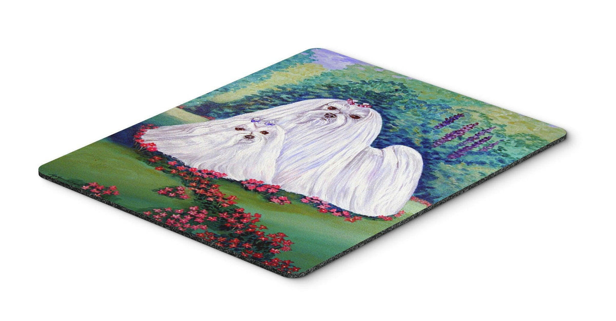 Maltese and puppy Garden Beauties Mouse Pad / Hot Pad / Trivet by Caroline&#39;s Treasures