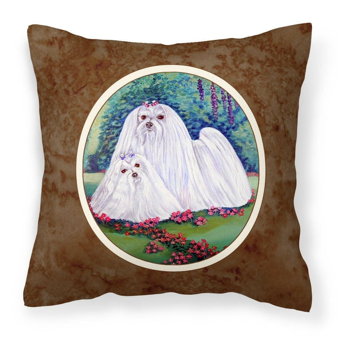 Maltese Momma and Puppy Fabric Decorative Pillow 7104PW1414 - the-store.com