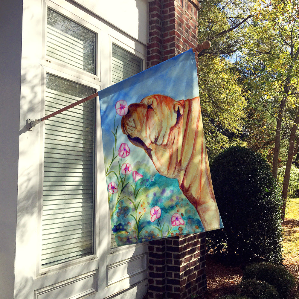 Shar Pei smell the flowers Flag Canvas House Size  the-store.com.