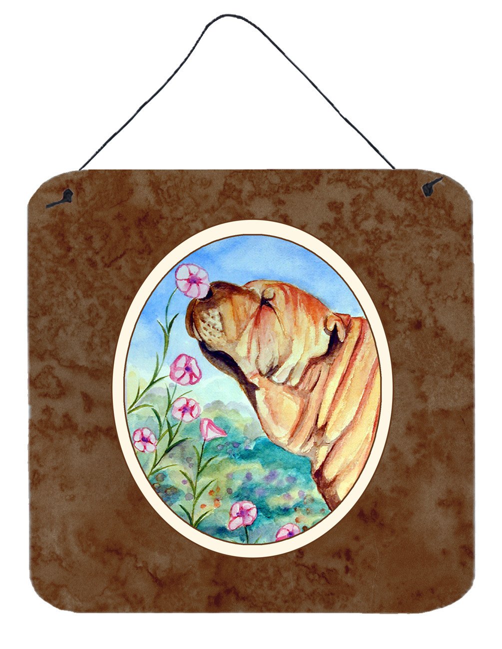 Shar Pei Smell the flowers Wall or Door Hanging Prints 7105DS66 by Caroline&#39;s Treasures
