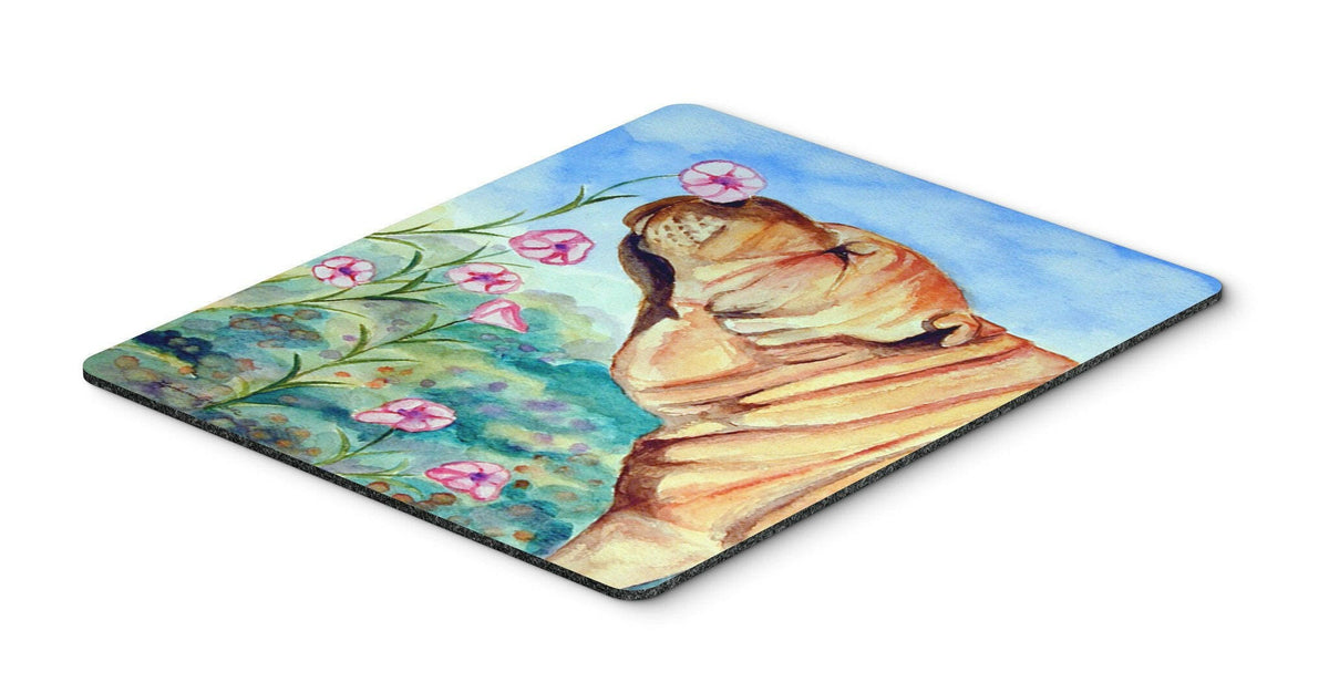 Shar Pei smell the flowers Mouse Pad / Hot Pad / Trivet by Caroline&#39;s Treasures