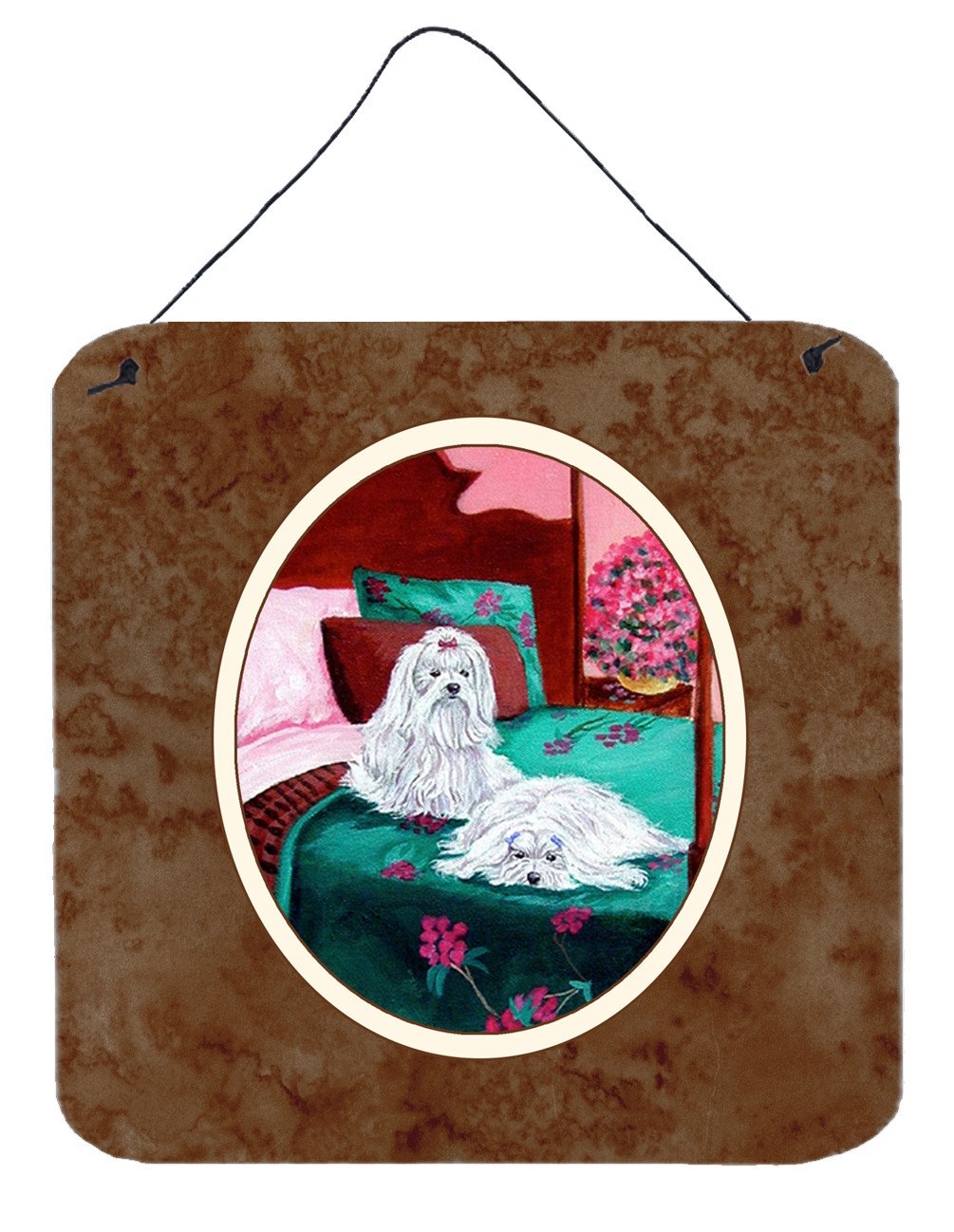 Maltese and puppy waiting on you Wall or Door Hanging Prints 7110DS66 by Caroline's Treasures