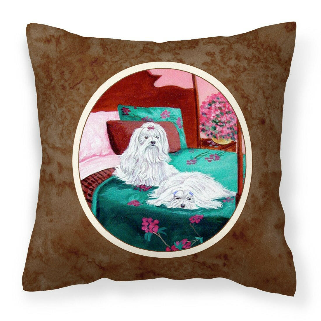 Maltese and puppy waiting on you Fabric Decorative Pillow 7110PW1414 - the-store.com