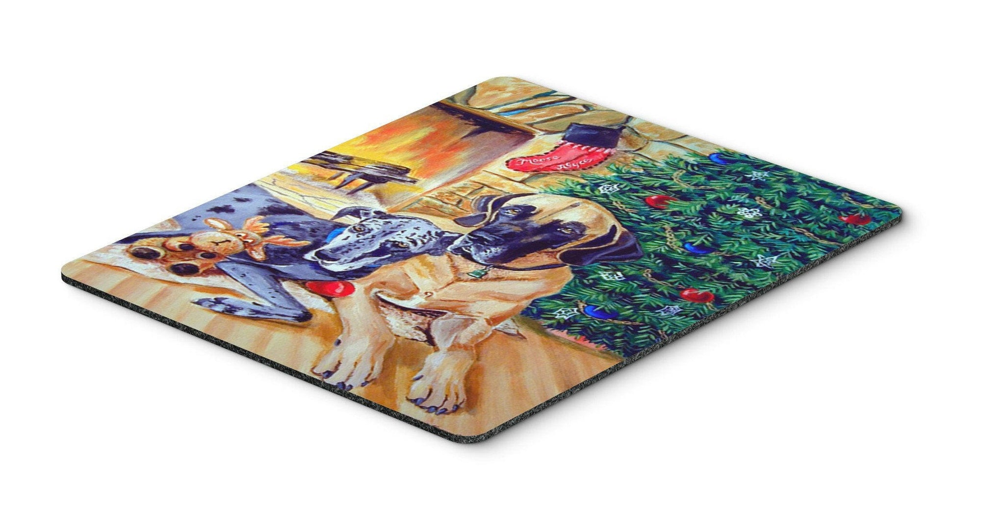 Harlequin and Blue Great Danes Under the Christmas Tree Mouse Pad by Caroline's Treasures