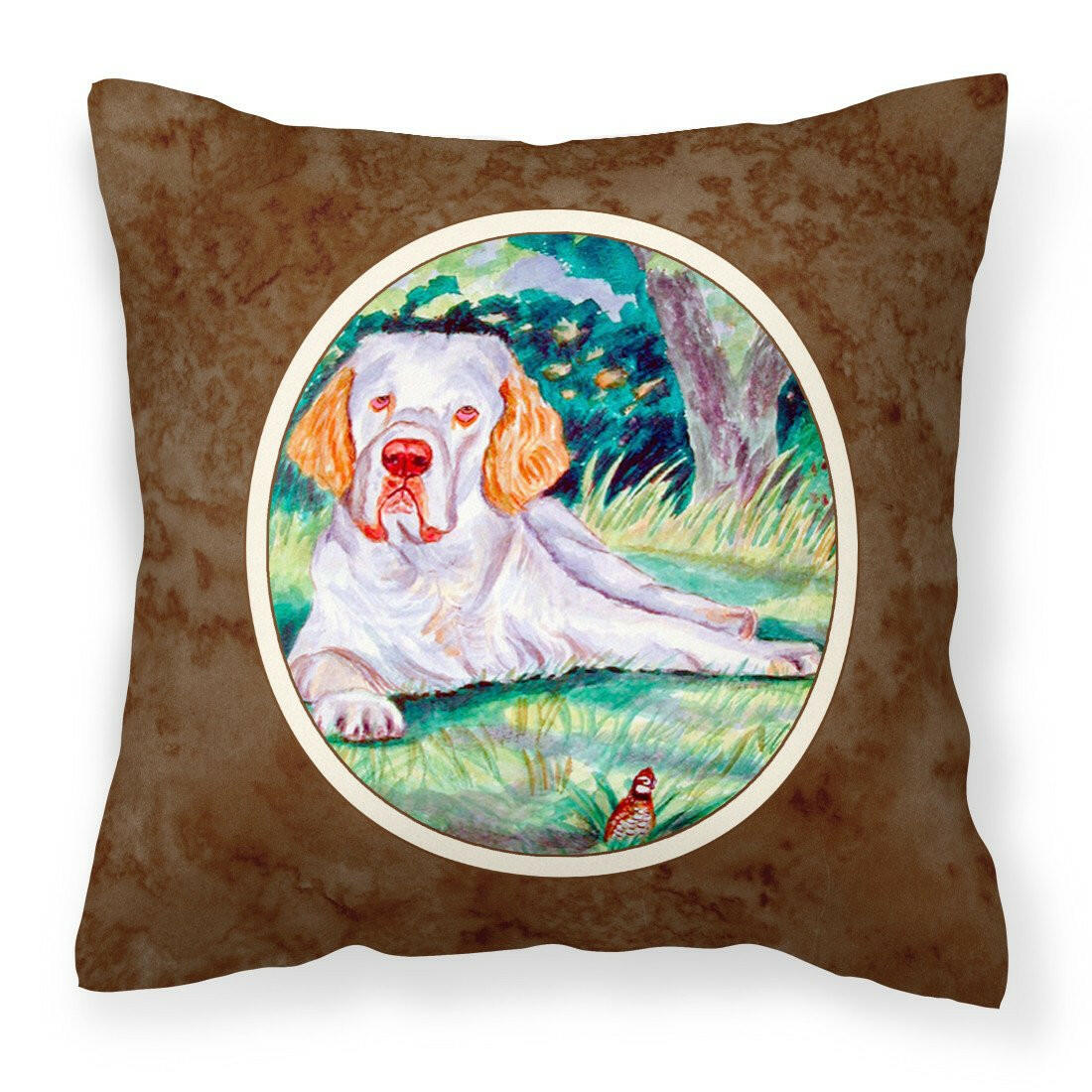 Clumber Spaniel Fabric Decorative Pillow 7113PW1414 - the-store.com