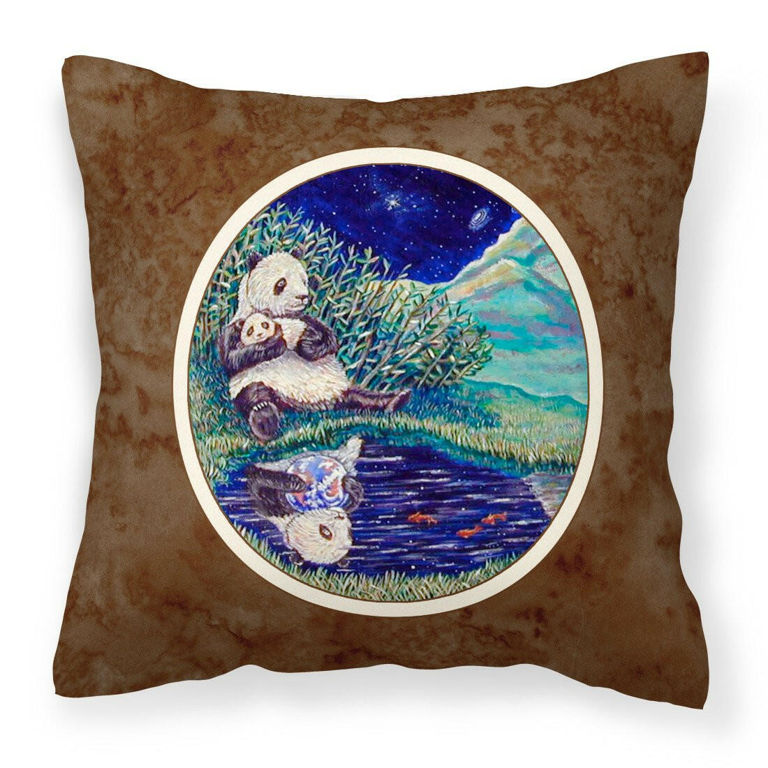 Panda Bear with Baby Fabric Decorative Pillow 7114PW1414 - the-store.com